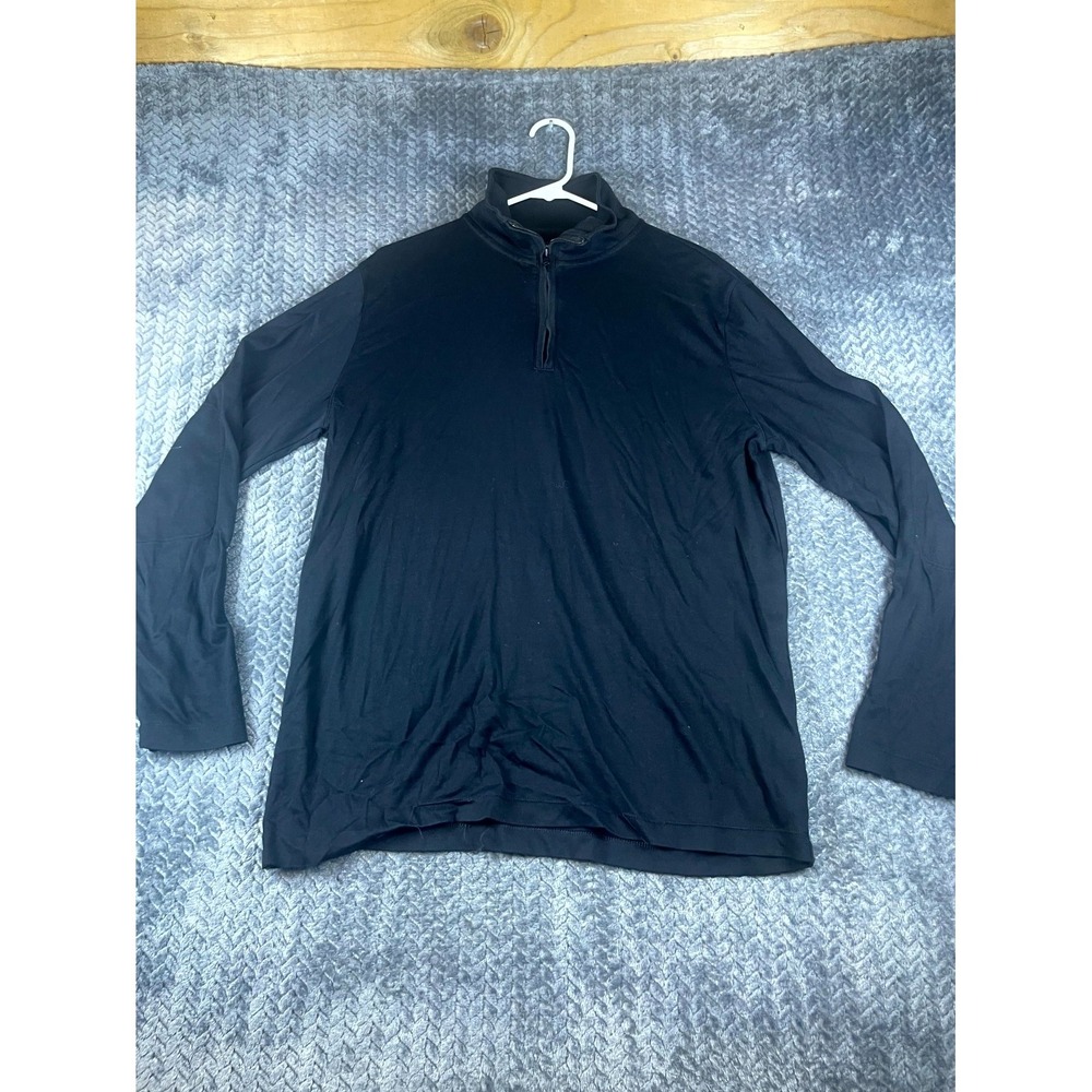 Banana Republic Luxury Touch Performance Pullover Mens Large Black Quarter Zip